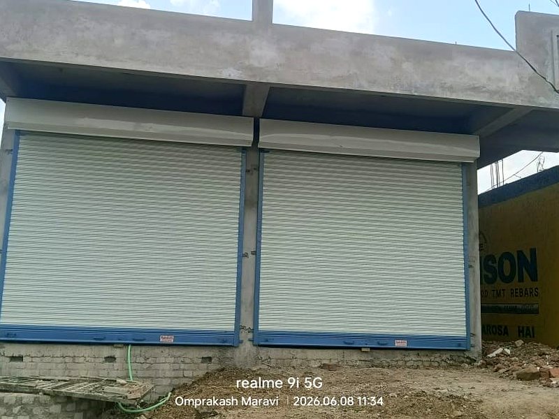 Twin grey rolling shutters blue frame, Nagpur